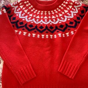 J Crew Fair Isle Sweater in Bright Red